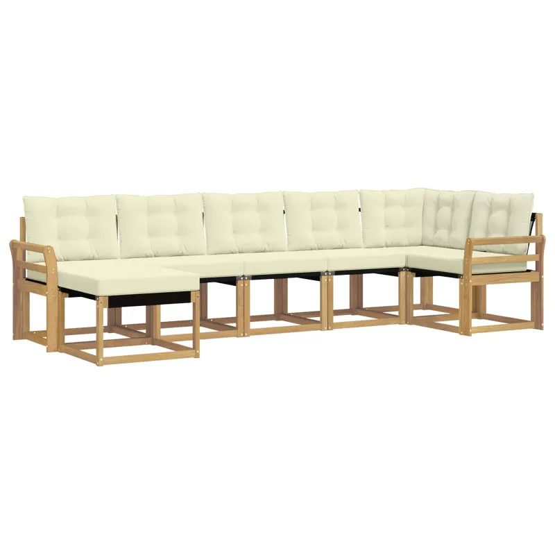 Lauko sofos komplektas su pagalve 7 pcs Balta ir kreminė