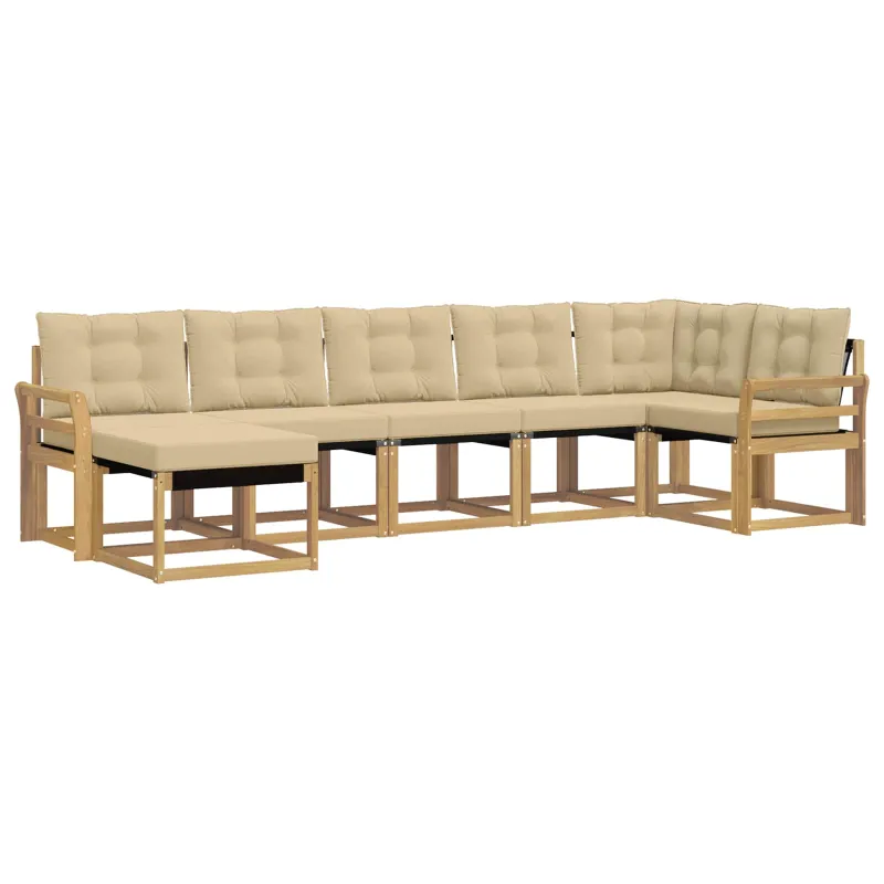 Lauko sofos komplektas su pagalve 7 pcs Balta ir kreminė