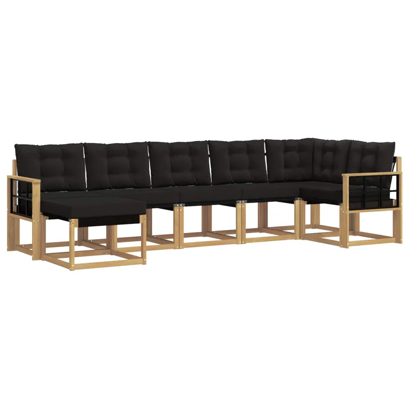 Lauko sofos komplektas su pagalve 7 pcs Balta ir juoda