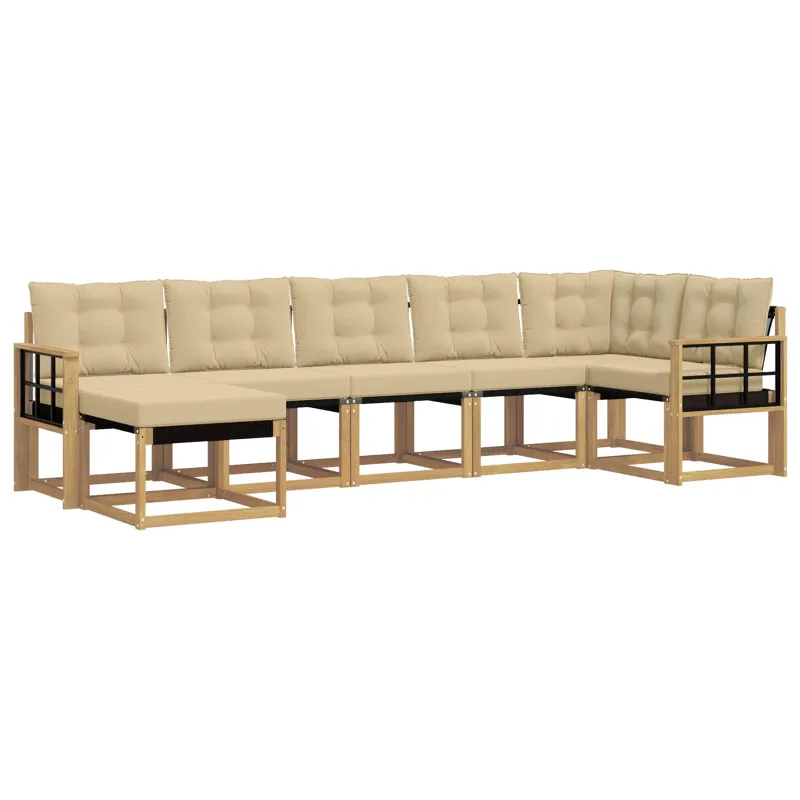 Lauko sofos komplektas su pagalve 7 pcs Balta ir kreminė