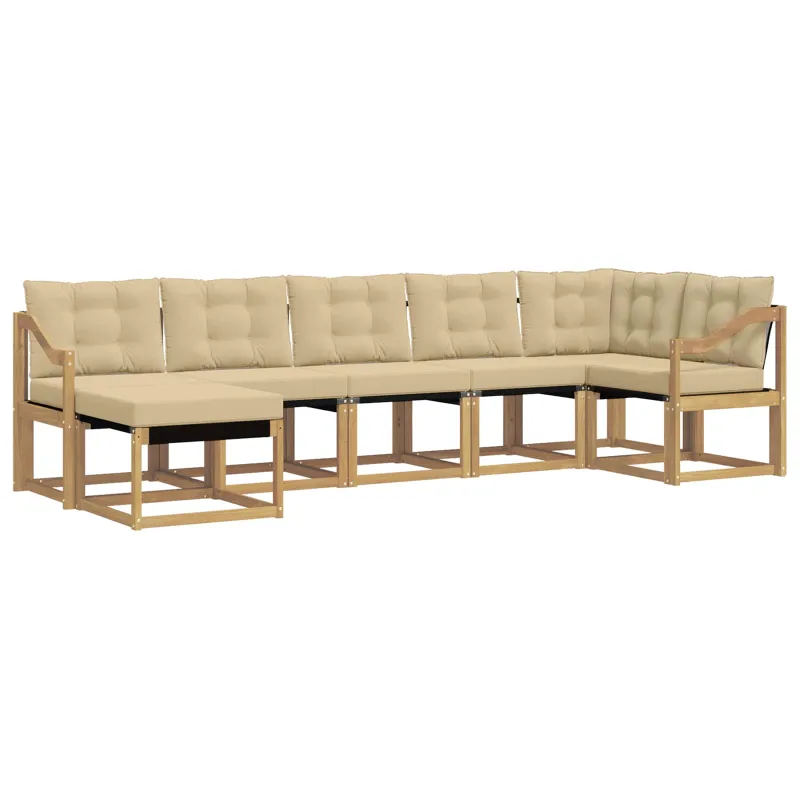 Lauko sofos komplektas su pagalve 7 pcs Balta ir kreminė