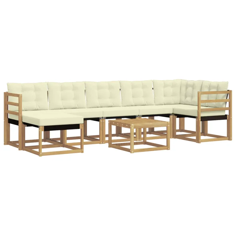 Lauko sofos komplektas su pagalve 8 pcs Balta ir kreminė