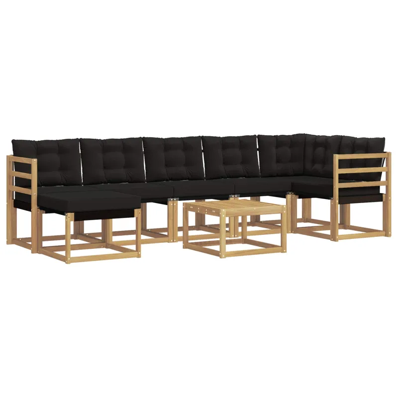 Lauko sofos komplektas su pagalve 8 pcs Balta ir juoda