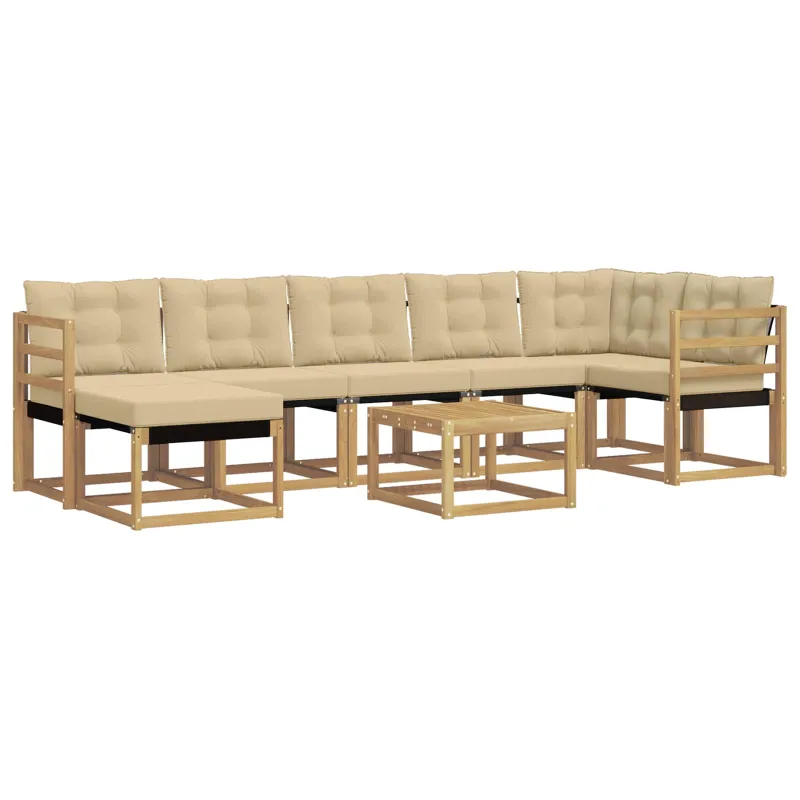 Lauko sofos komplektas su pagalve 8 pcs Balta ir kreminė