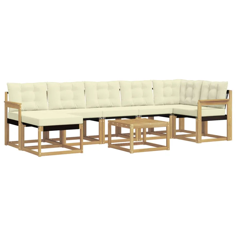 Lauko sofos komplektas su pagalve 8 pcs Balta ir kreminė