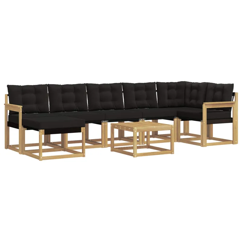 Lauko sofos komplektas su pagalve 8 pcs Balta ir juoda