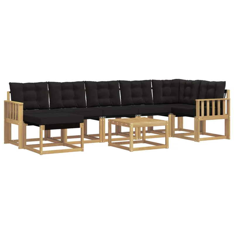 Lauko sofos komplektas su pagalve 8 pcs Balta ir juoda