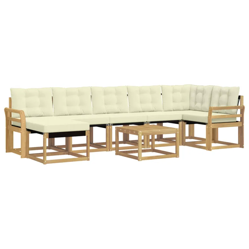 Lauko sofos komplektas su pagalve 8 pcs Balta ir kreminė