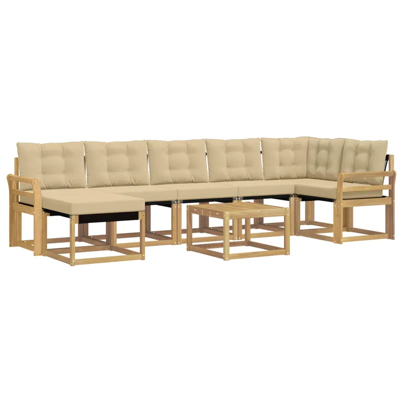 Lauko sofos komplektas su pagalve 8 pcs Balta ir kreminė
