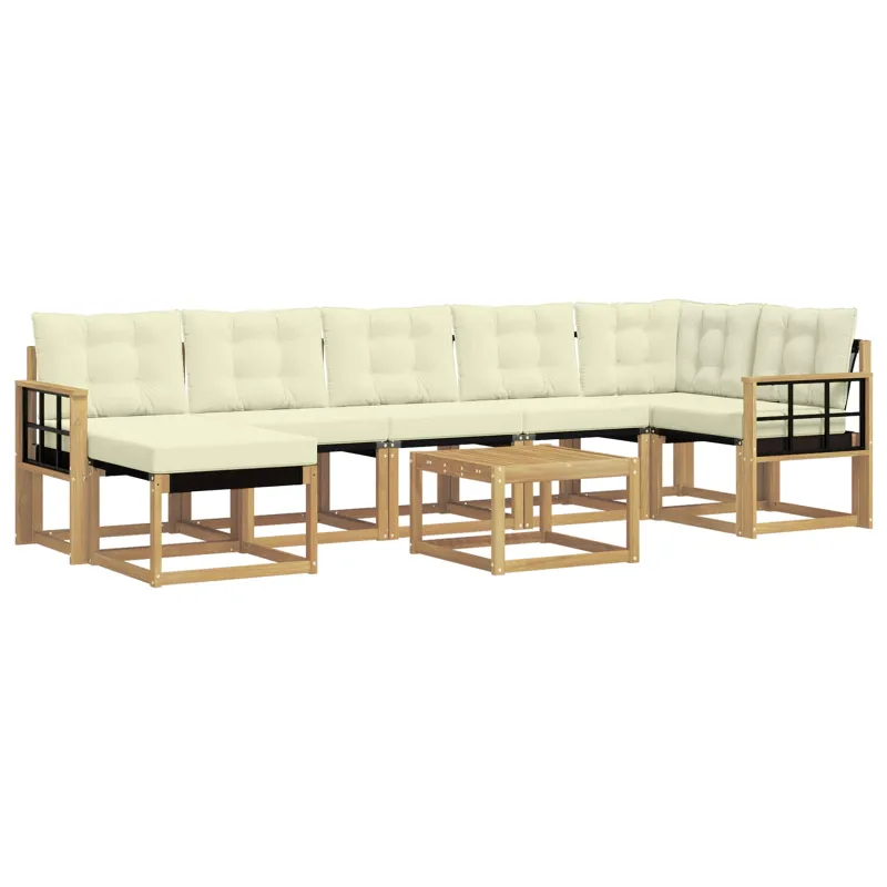 Lauko sofos komplektas su pagalve 8 pcs Balta ir kreminė
