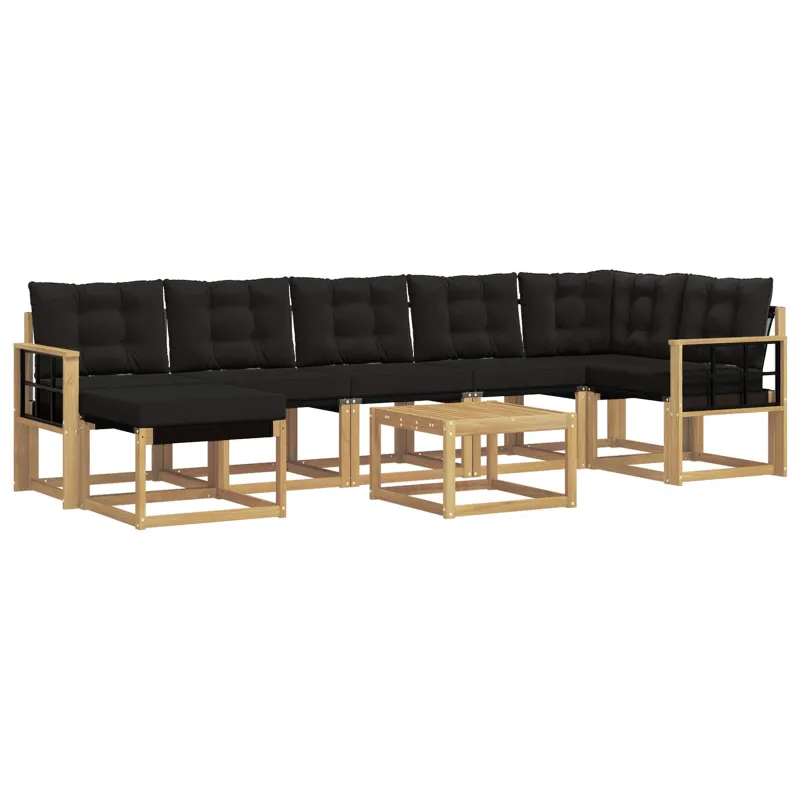 Lauko sofos komplektas su pagalve 8 pcs Balta ir juoda