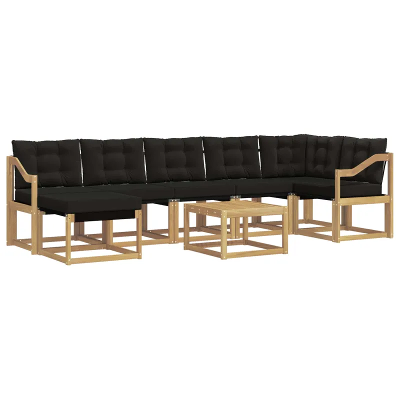 Lauko sofos komplektas su pagalve 8 pcs Balta ir juoda