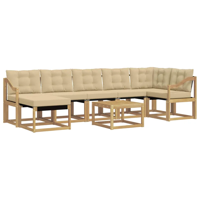 Lauko sofos komplektas su pagalve 8 pcs Balta ir kreminė