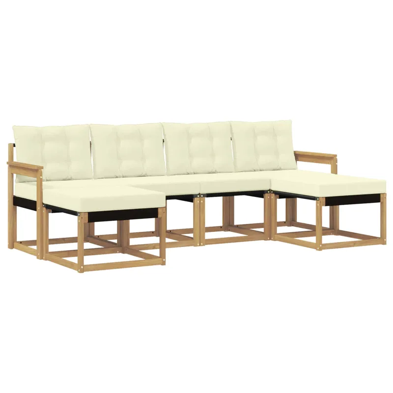 Lauko sofos komplektas su pagalve 6 pcs Balta ir kreminė
