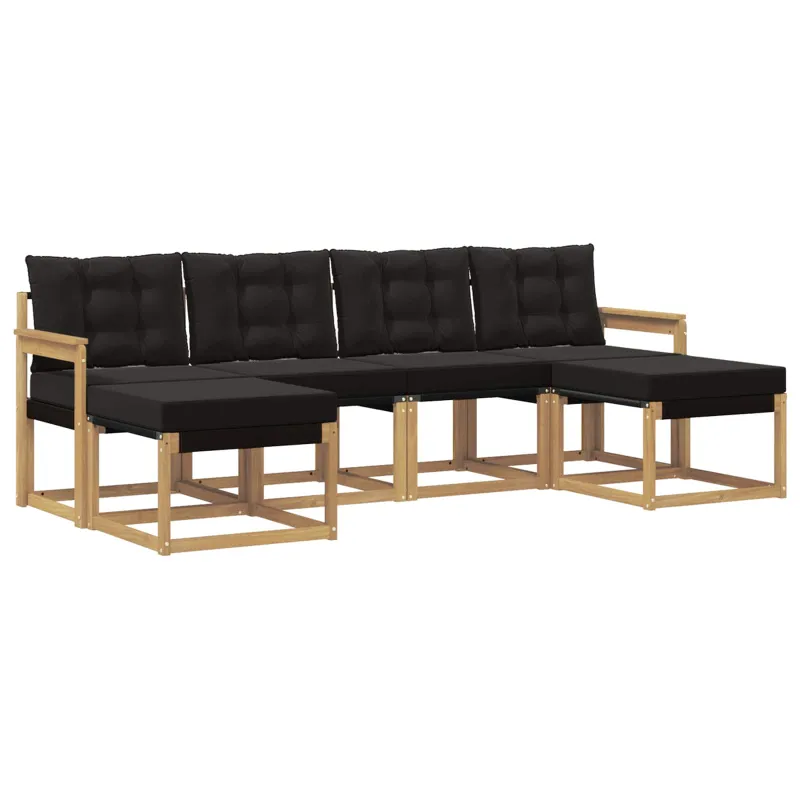 Lauko sofos komplektas su pagalve 6 pcs Balta ir juoda