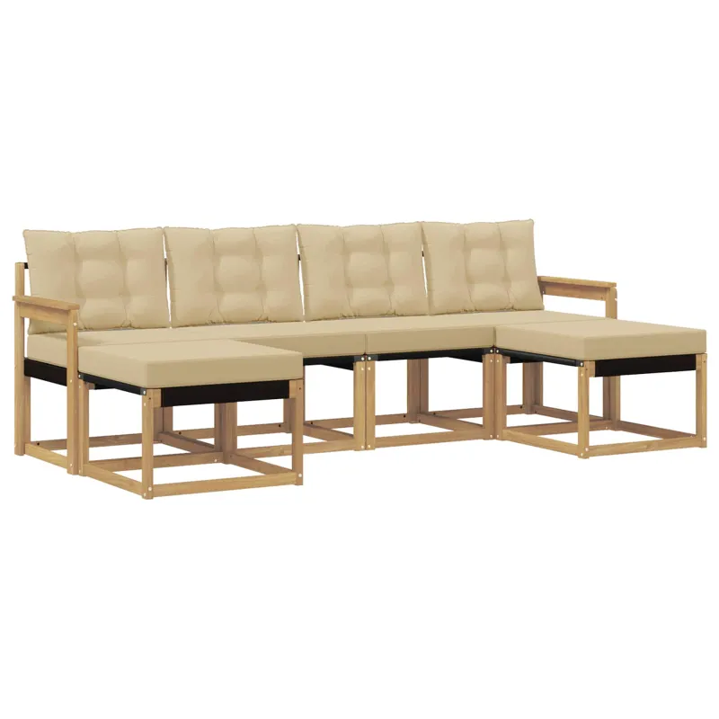 Lauko sofos komplektas su pagalve 6 pcs Balta ir kreminė