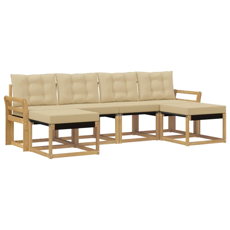 Lauko sofos komplektas su pagalve 6 pcs Balta ir kreminė