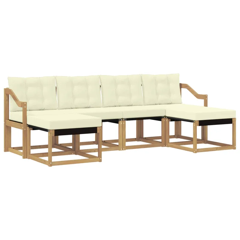 Lauko sofos komplektas su pagalve 6 pcs Balta ir kreminė