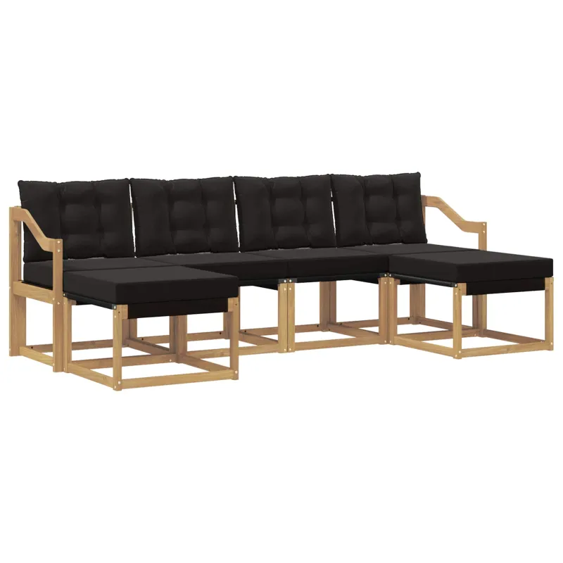 Lauko sofos komplektas su pagalve 6 pcs Balta ir juoda