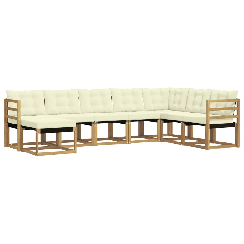 Lauko sofos komplektas su pagalve 8 pcs Balta ir kreminė