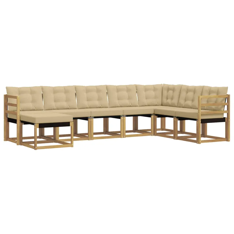 Lauko sofos komplektas su pagalve 8 pcs Balta ir kreminė