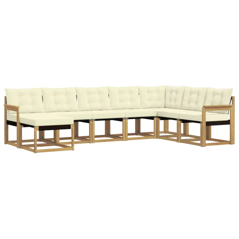 Lauko sofos komplektas su pagalve 8 pcs Balta ir kreminė