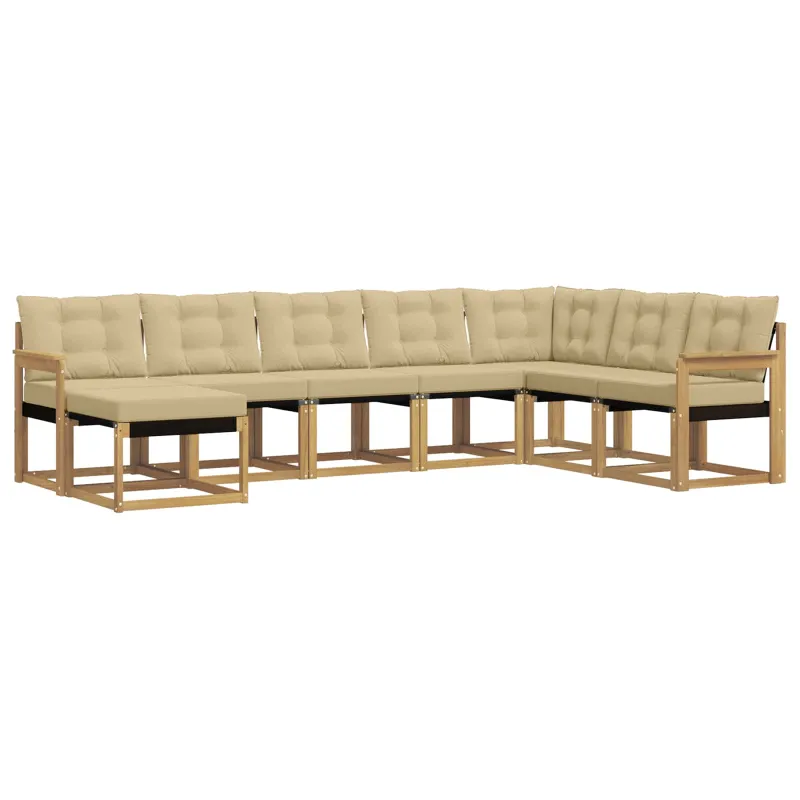 Lauko sofos komplektas 8 pcs Balta ir kreminė