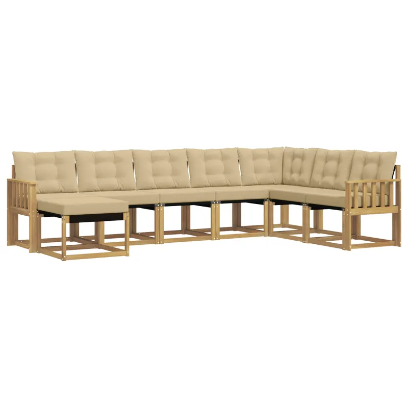 Lauko sofos komplektas su pagalve 8 pcs Balta ir kreminė