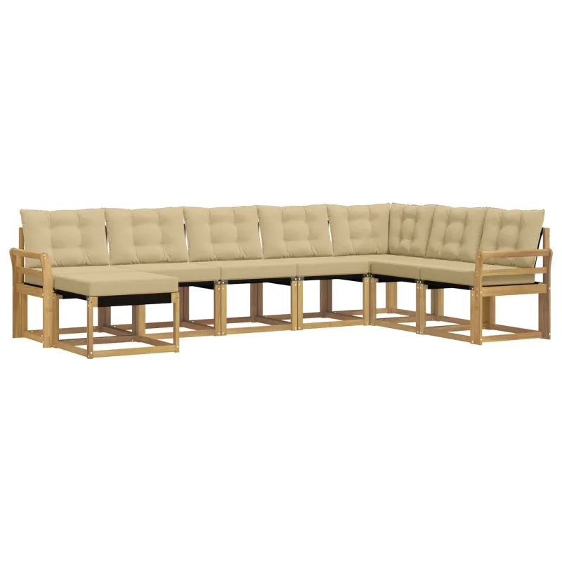 Lauko sofos komplektas su pagalve 8 pcs Balta ir kreminė