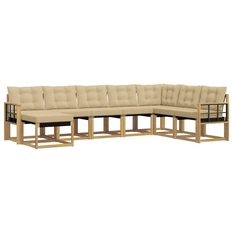 Lauko sofos komplektas su pagalve 8 pcs Balta ir kreminė