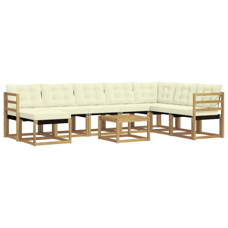 Lauko sofos komplektas su pagalve 9 pcs Balta ir kreminė