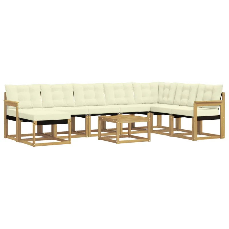 Lauko sofos komplektas su pagalve 9 pcs Balta ir kreminė