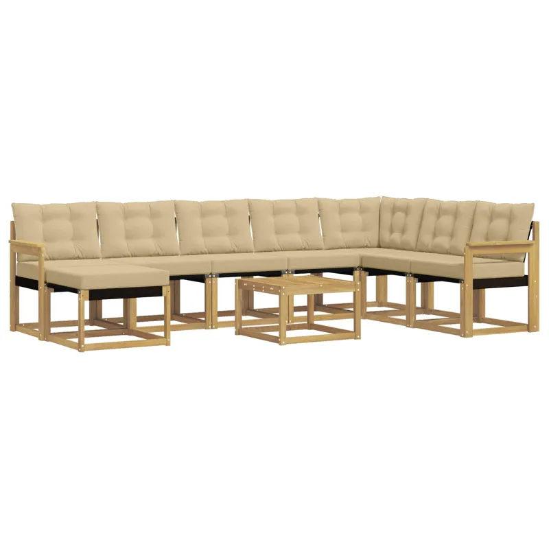 Lauko sofos komplektas su pagalve 9 pcs Balta ir kreminė
