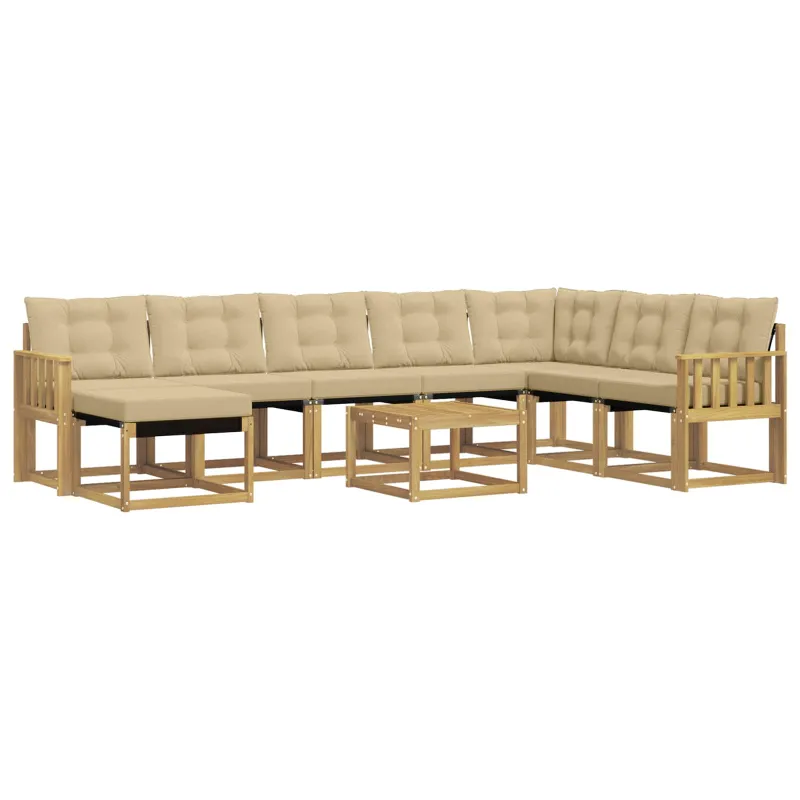 Lauko sofos komplektas su pagalve 9 pcs Balta ir kreminė