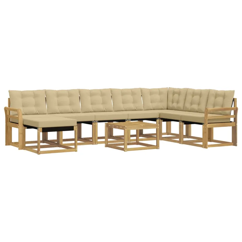 Lauko sofos komplektas su pagalve 9 pcs Balta ir kreminė