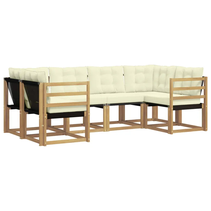 Lauko sofos komplektas su pagalve 6 pcs Balta ir kreminė