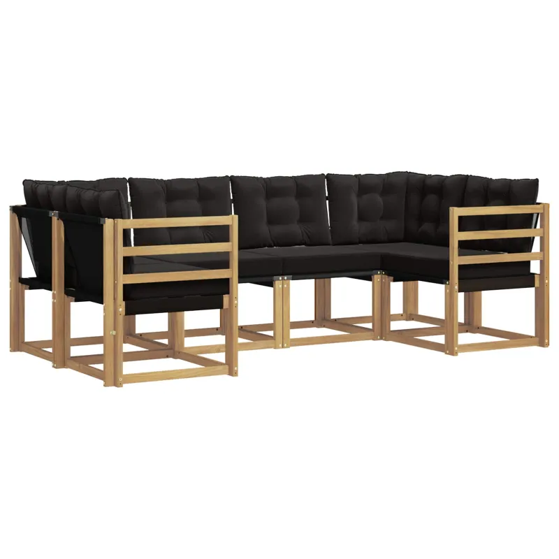 Lauko sofos komplektas su pagalve 6 pcs Balta ir juoda