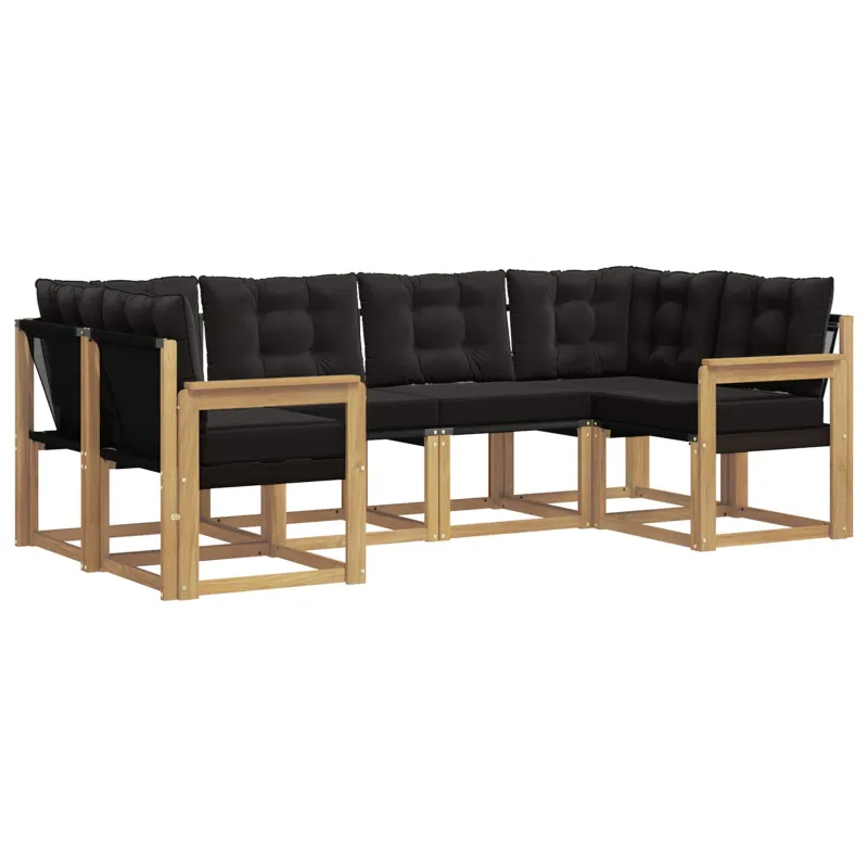 Lauko sofos komplektas su pagalve 6 pcs Balta ir juoda