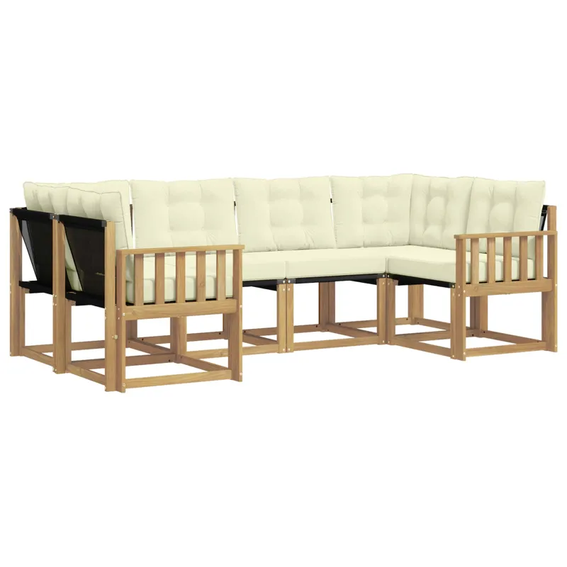 Lauko sofos komplektas su pagalve 6 pcs Balta ir kreminė