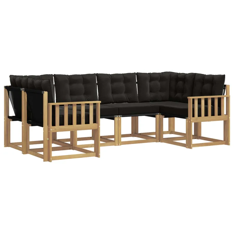 Lauko sofos komplektas su pagalve 6 pcs Balta ir juoda