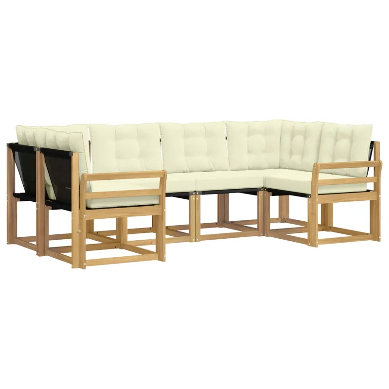 Lauko sofos komplektas su pagalve 6 pcs Balta ir kreminė
