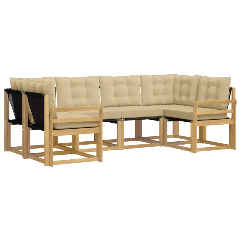 Lauko sofos komplektas su pagalve 6 pcs Balta ir kreminė
