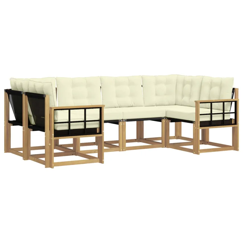 Lauko sofos komplektas su pagalve 6 pcs Balta ir kreminė