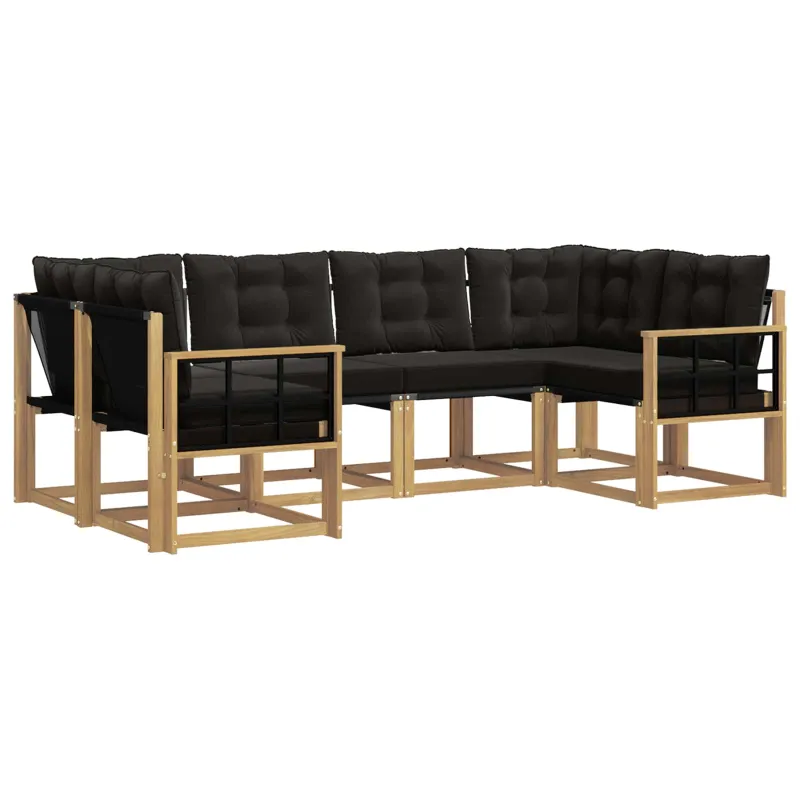 Lauko sofos komplektas su pagalve 6 pcs Balta ir juoda