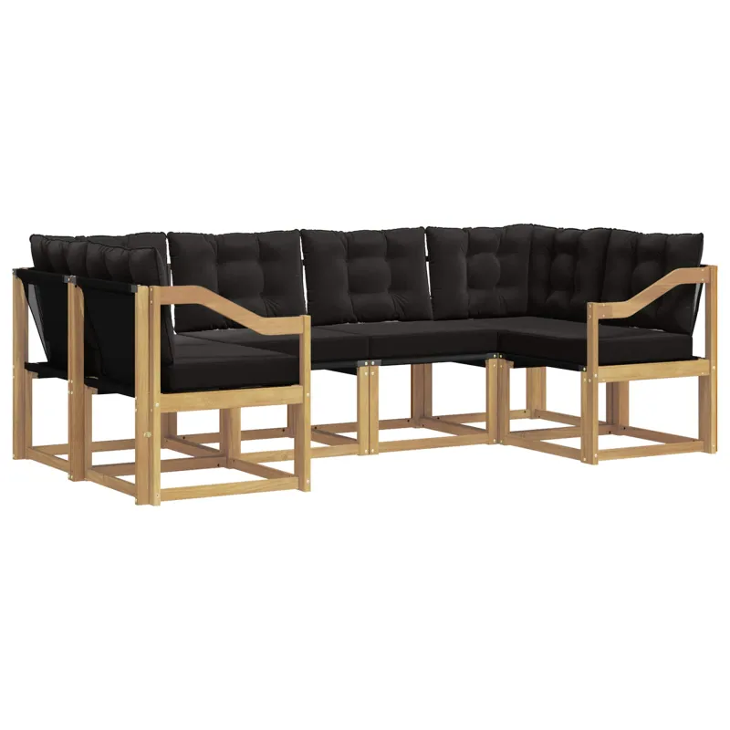 Lauko sofos komplektas su pagalve 6 pcs Balta ir juoda