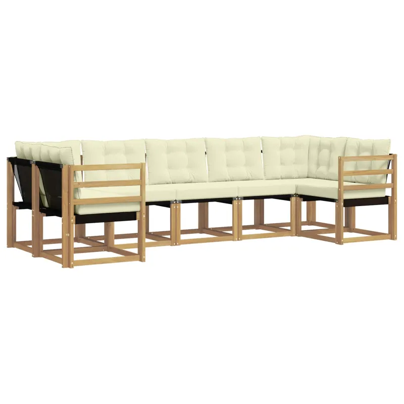 Lauko sofos komplektas su pagalve 7 pcs Balta ir kreminė