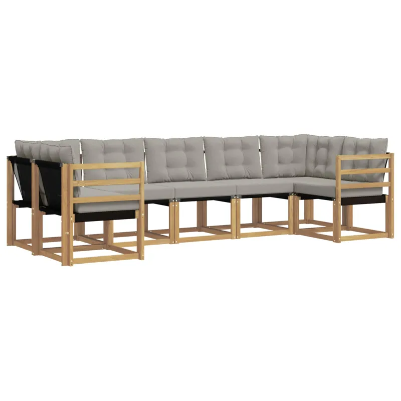 Lauko sofos komplektas su pagalve 7 pcs Balta ir šviesiai pilka