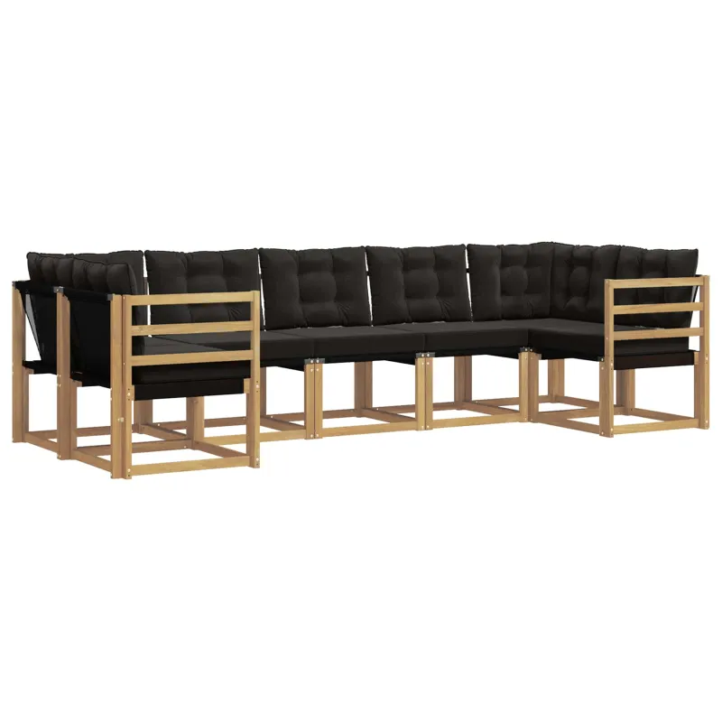 Lauko sofos komplektas su pagalve 7 pcs Balta ir juoda