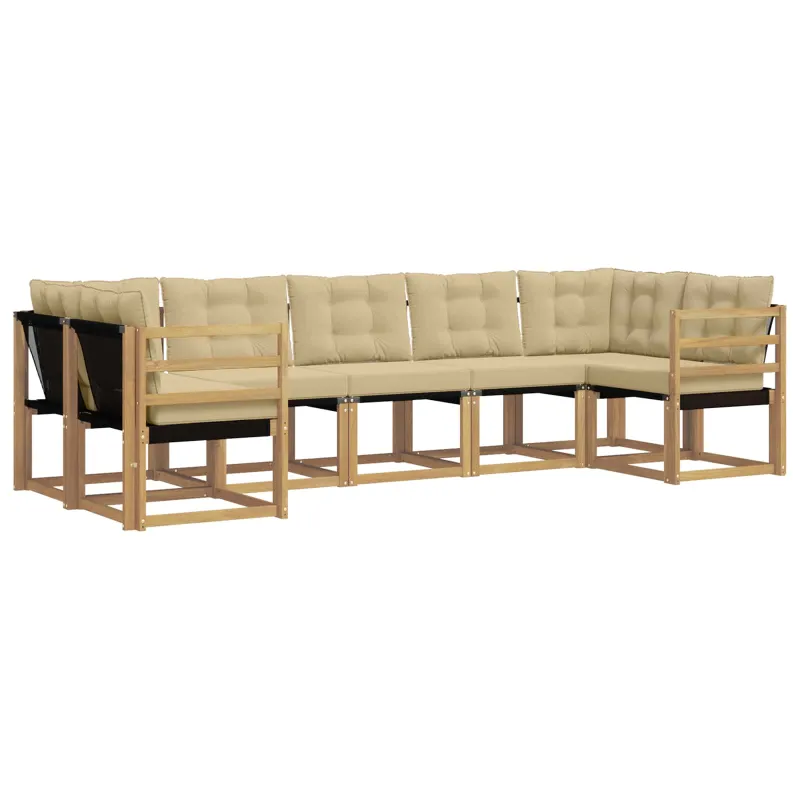 Lauko sofos komplektas su pagalve 7 pcs Balta ir kreminė