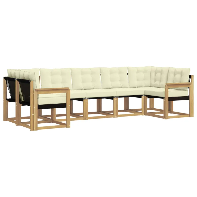Lauko sofos komplektas su pagalve 7 pcs Balta ir kreminė